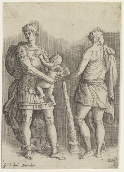 Perseus med to putti og Hercules, sett bakfra av Battista Franco