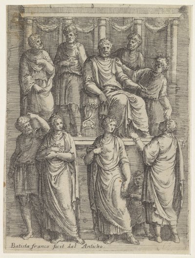 Dommer avgir dom Historie om keiser Trajan (serietittel) av Battista Franco
