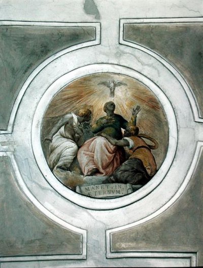 Representasjon av en av dydene, detalj fra taket på Grimani-kapellet (fresco) av Battista Franco