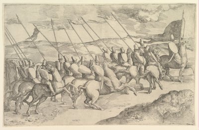 Et kompani av ryttere. av Battista Franco Veneziano