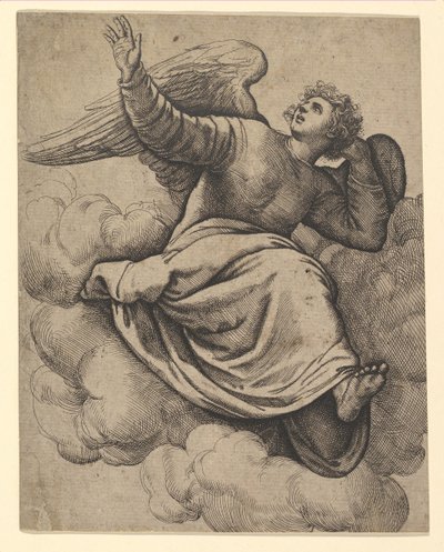 Engel sitter på en sky, ca. 1560. av Battista Franco Veneziano