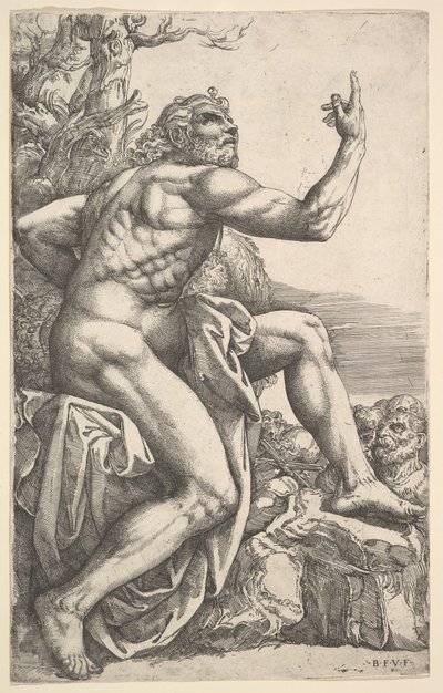 Døperen Johannes forkynner i villmarken. av Battista Franco Veneziano