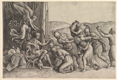 Scipio gir nåde til fangene. av Battista Franco Veneziano