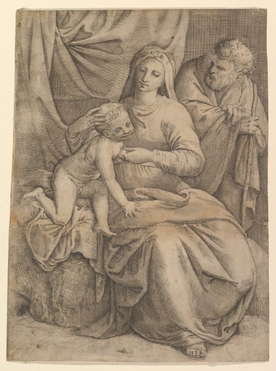 Den hellige familie, 1510-61. av Battista Franco Veneziano