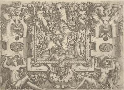 Figur på hesteryggen som holder et sverd og rir over en skikkelse som ligger på bakken, s..., ca. 1540-80. av Battista del Moro