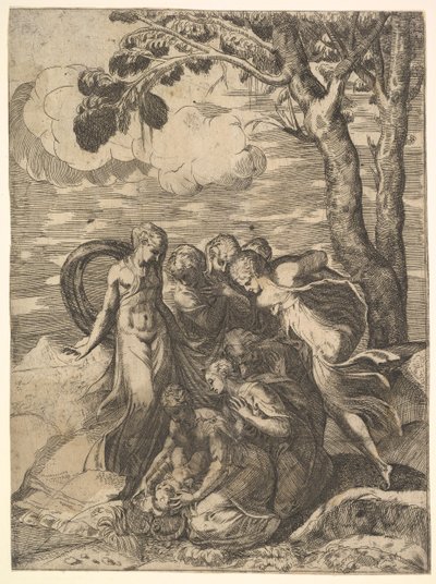 Moses reddet fra Nilen, 1500-tallet. av Battista del Moro