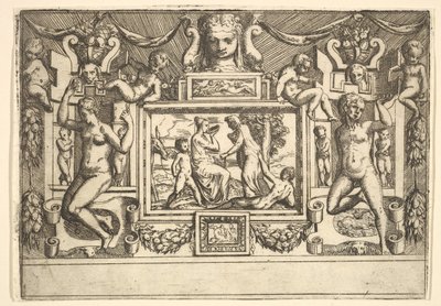 Ung kvinne som drikker fra en bolle, en gammel kvinne står foran henne, satt i..., ca. 1540-80. av Battista del Moro