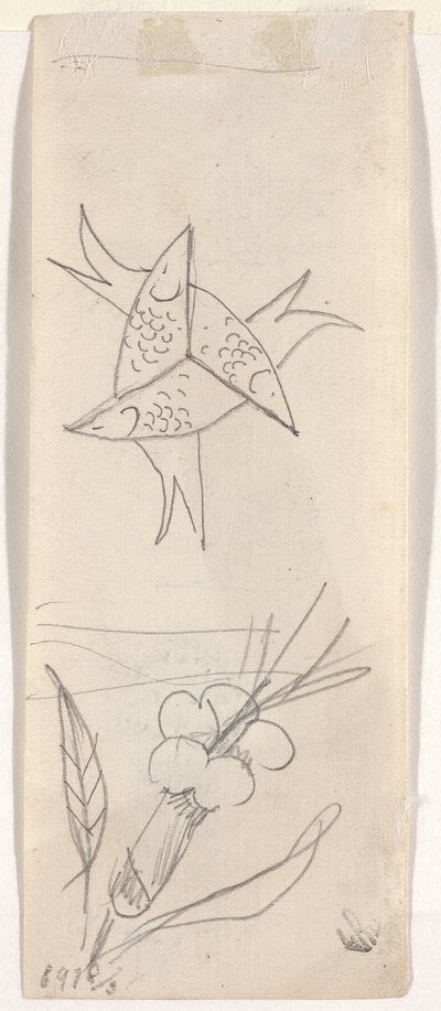 Ark med skisser [verso] av Beatrice Godwin Whistler