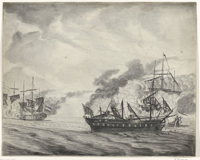 Sjøslaget ved Cadiz, 1781 av Beekman