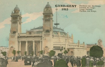 Kongo-paviljongen; Gent; 1913. Postkort sendt i 1913. av Belgian Photographer