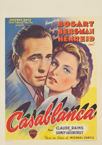 En belgisk plakat som reklamerer for filmen "Casablanca" av Belgian School