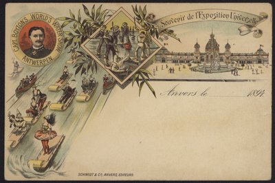 Captain Boytons World Water Show, suvenir fra Exposition Internationale d"Anvers, Antwerpen, Belgia, 1894 av Belgian School