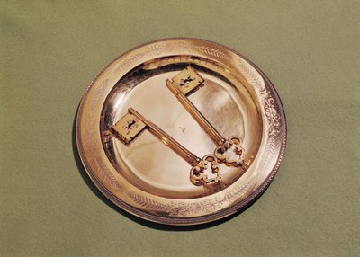 Keys of Ghent på en tallerken (sølv og forgylt metall) av Belgian School