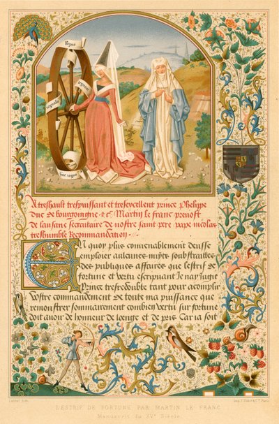 LEstrif de Fortune av Martin le Franc. Manuskript fra 1400-tallet av Belgian School
