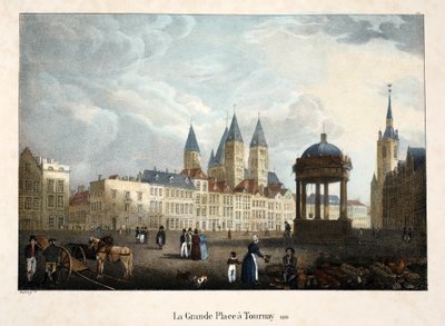 The Grande Place i Tournay, 1816, ca. 1895 (fotokrom) av Belgian School