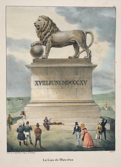 Le Lion de Waterloo, ca. 1895 (fotokrom) av Belgian School