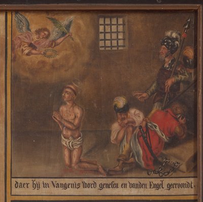 Maarke. Kapell (Sint-Vincentiuskapell). interiør. Maleri. Martyren til Saint Vincent. 1800-tallet. Detalj. av Belgian School