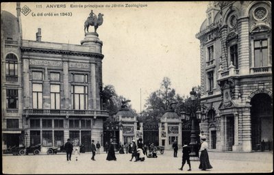 Hovedinngangen til Antwerpen Zoo, ca. 1911 av Belgian School