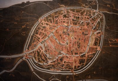 Kart over Brugge. anonym. 1546-1600. Detalj (maleri) av Belgian School