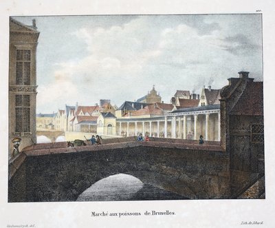Brussels fiskemarked, ca. 1895 (fotokrom) av Belgian School