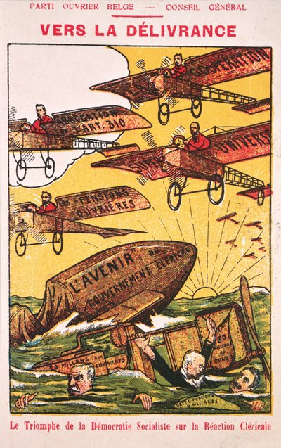 Plakat som reklamerer for Parti Ouvrier Belge (det belgiske arbeiderpartiet) før 1914 av Belgian School