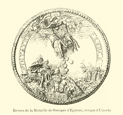 Baksiden av en medalje av George van Egmond, biskop av Utrecht av Belgian School