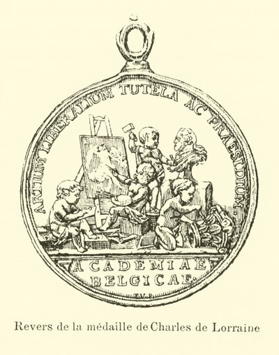 Baksiden av medaljen til Charles av Lorraine av Belgian School