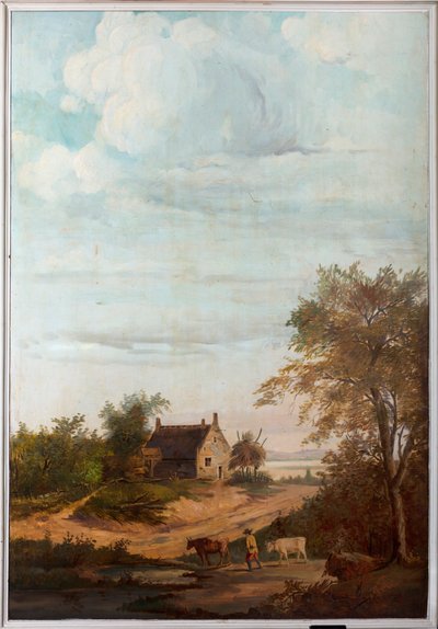 Andre bakrom på baksiden, møterom, veggmalerier med landlige scener i klassisk stil, trolig fra rundt 1810, scene 7 av Belgian School