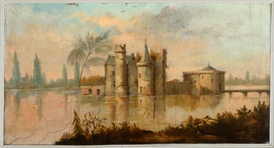 Andre bakrom på baksiden, møterom, veggmalerier med landlige scener i klassisk stil, trolig fra rundt 1810, scene 4 av Belgian School