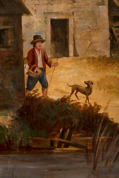 Andre bakrom på baksiden, møterom, veggmalerier med landlige scener i klassisk stil, trolig fra rundt 1810, scene 3 av Belgian School