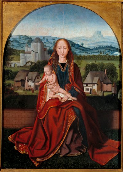 Jomfru- og barnemaleri av Antwerpen-skolen i Liege fra 1400-tallet, Museum of Fine Arts av Belgian School