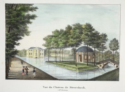 Utsikt over Chateau de Sterrebeck, ca. 1895 (fotokrom) av Belgian School