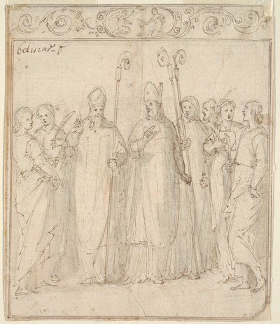 Augustin, Ambrosius og andre hellige av Belisario Corenzio
