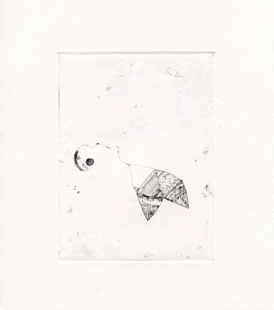 Meandering Thoughts 2, 2017, (tørrpunkt på lerret) av Bella Larsson