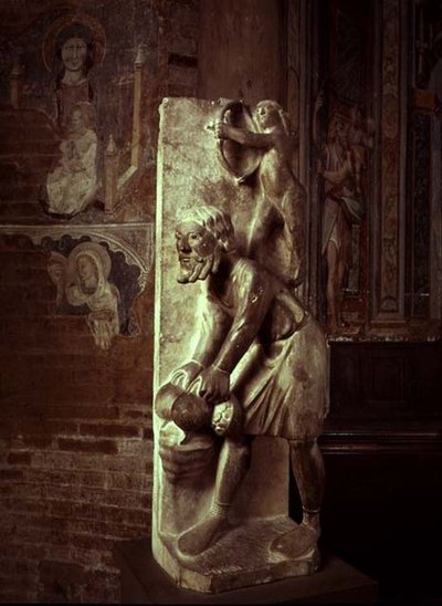 Pulling Turnips: November fra en statuary kalender for Labours of the Months, ca. 1200 av Benedetto Antelami