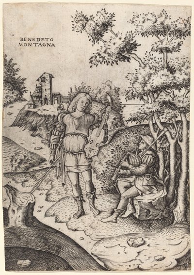 Apollo og Marsyas av Benedetto Montagna