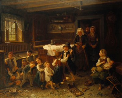 Barn som leker i et interiør, 1873 av Bengt Nordenberg