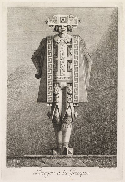 Gresk maskerade: Shepherd a la Grecque Plate 5, 1771. av Benigno Bossi