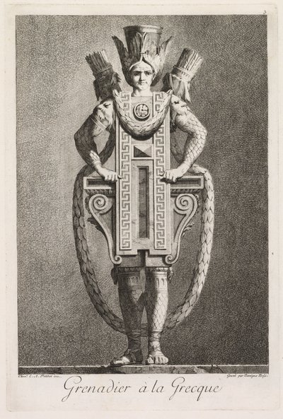 Masquerade à la Grecque: Grenadier à la Grecque Plate 3, 1771. av Benigno Bossi