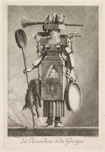 Masquerade à la Grecque: La Vivandière à la Grecque Plate 2, 1771. av Benigno Bossi