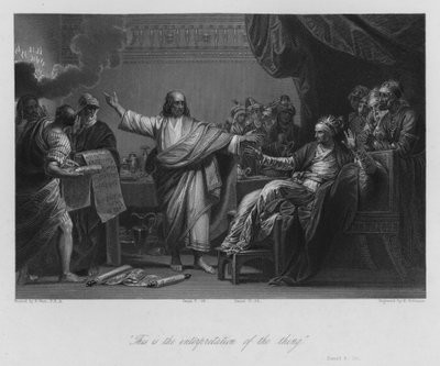 Belsasars visjon, Daniel V, 26 (gravering) av Benjamin (after) West