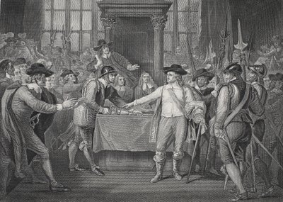 Oliver Cromwell oppløser det lange parlamentet av Benjamin (after) West