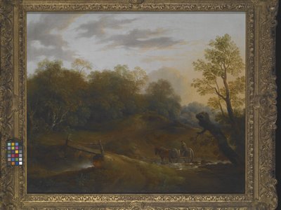 Ponni Cart Crossing A Woodland Brook (olje på lerret) av Benjamin Barker