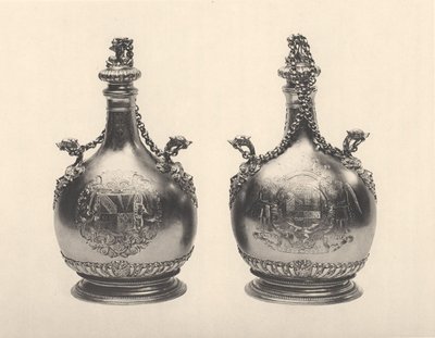 Par William III Pilgrim Flasks, ca. 1690 (forgylt sølv) av Benjamin Bradford