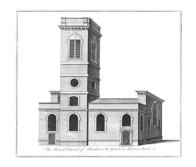 Parish Church of Alhallows the Great i Thames Street., c1772 av Benjamin Cole