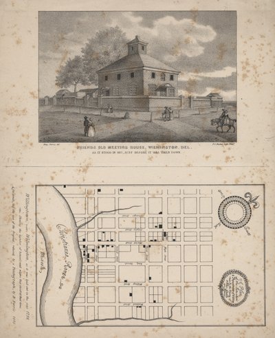 Friends Old Meeting House, Wilmington, Delaware, litho av P.S. Duval, 1845 av Benjamin Ferris