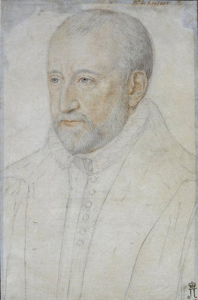 Portrett av Pierre de Ronsard (1524-1585) av Foulon, Benjamin (ca 1550-ca 1612). Svart kritt og sangvinsk på papir, størrelse: 33x23, andre halvdel av 1500-tallet, State Hermitage, St. Petersburg av Benjamin Foulon