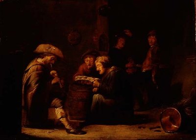 Tavernainteriør med to sangere og en sekkepiper (panel) av Benjamin Gerritsz. Cuyp