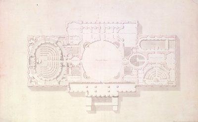 Plan for hovedhistorien til Capitol, USA, 1806 av Benjamin Henry Latrobe
