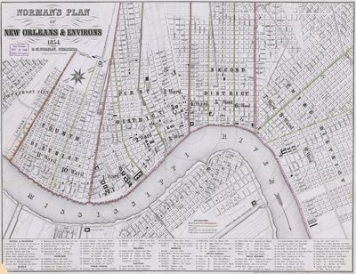 Normans plan for New Orleans og omegn av Benjamin Moore Norman